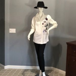 Designer cream bottom down shirt.